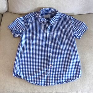 Crewcuts short-sleeve button down in blue gingham size 12